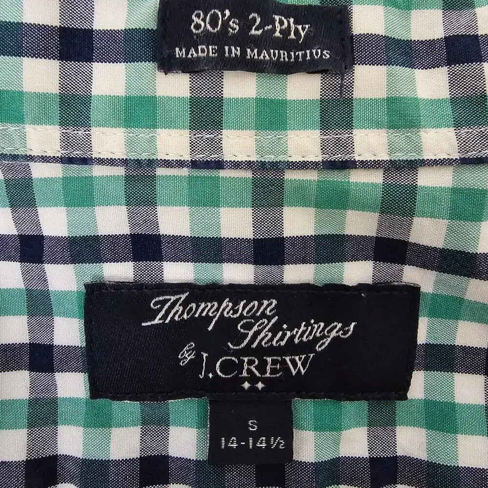 J. Crew Thompson Shirtings Dress Shirt 80's 2-Ply Gingham Check Men S 14-14.5